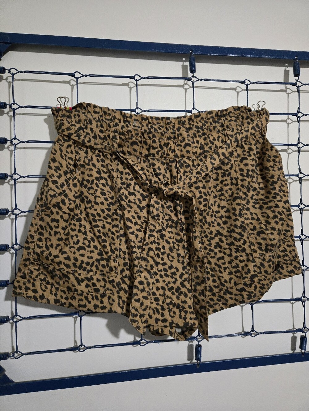 aerie Leopard Print High-Waist Tie Front Shorts - Tan/Black